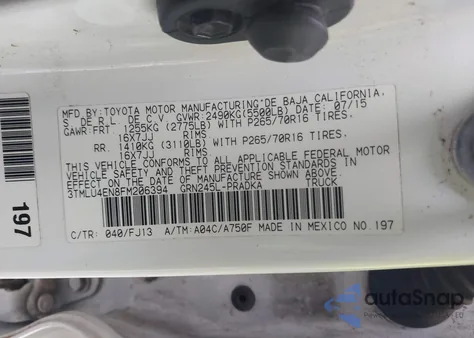 2015 Toyota Tacoma Base V6 z USA, uszkodzony, nr VIN 3TMLU4EN8FM206394